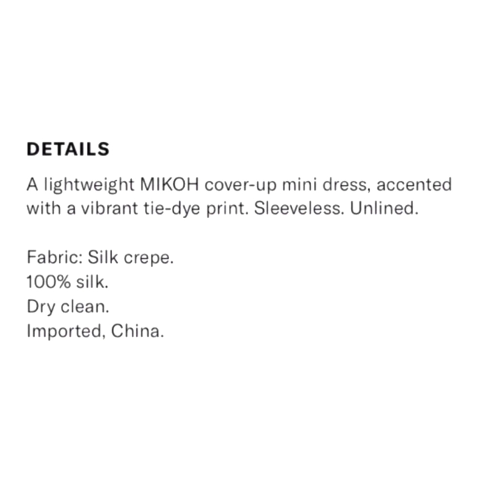 EUC Mikoh Costa Rica Tie Dye Silk mini slip dress / cover up Size XS-S - Picture 5 of 6